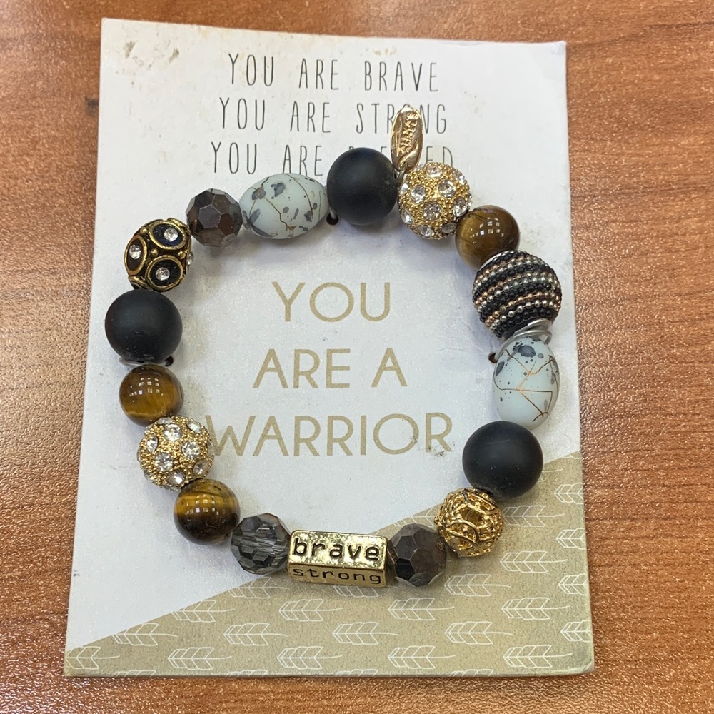 Warrior Beaded Bracelet - Gold, Black, Brown